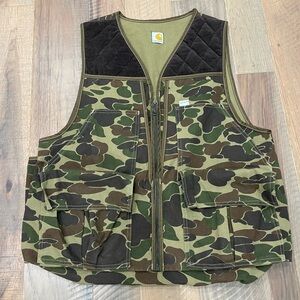 Vintage Carhartt Mossy Oak Camo Hunting Duck Vest Cargo Canvas